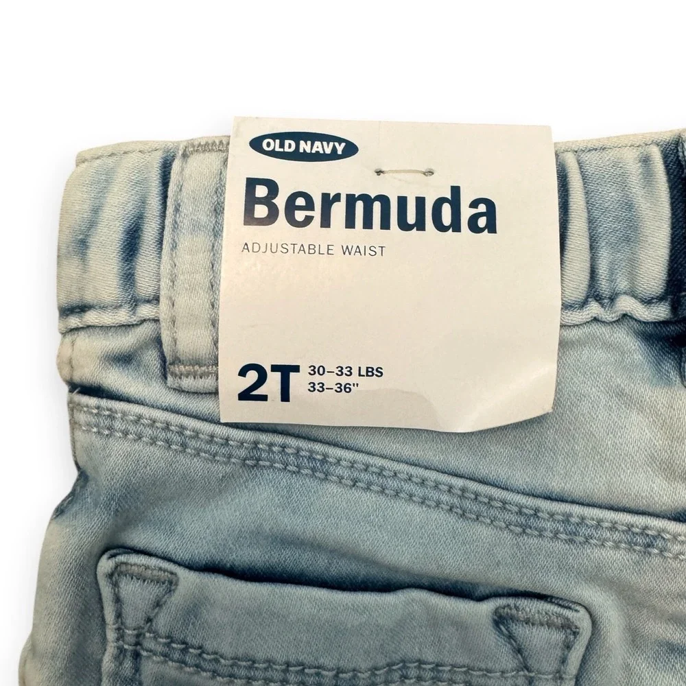 NWT Old Navy Toddler 2T Bermuda Denim Shorts 2pk Dark & Light Wash